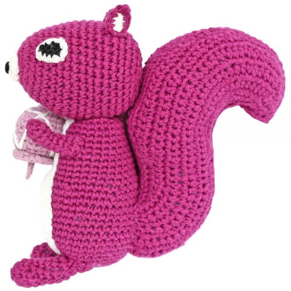 Eichhörnchen gehäkelt (violett) Stofftier mit Rassel