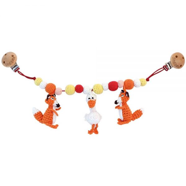 Kinderwagenkette Fuchs & Gans Stoff gehäkelt