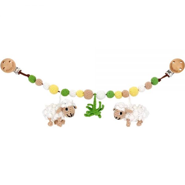 Kinderwagenkette handmade Schaf gehäkelt (weiss)