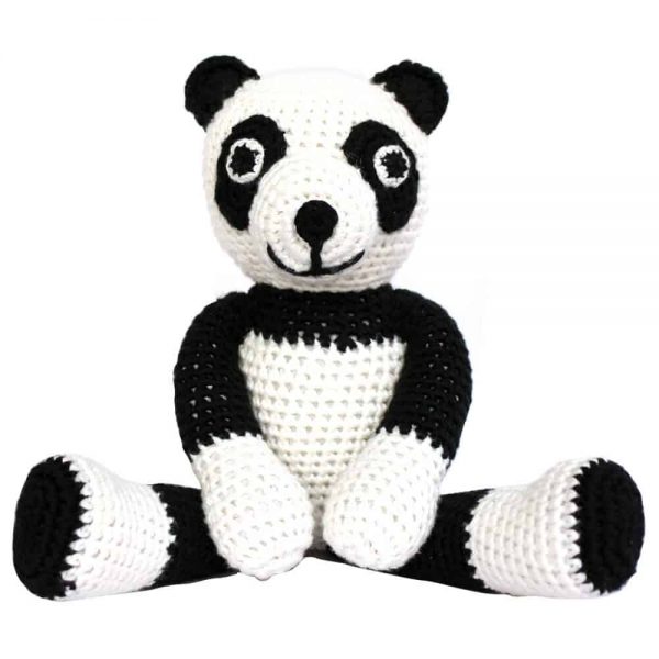 Gehäkeltes Panda-Kuscheltier mit Rassel