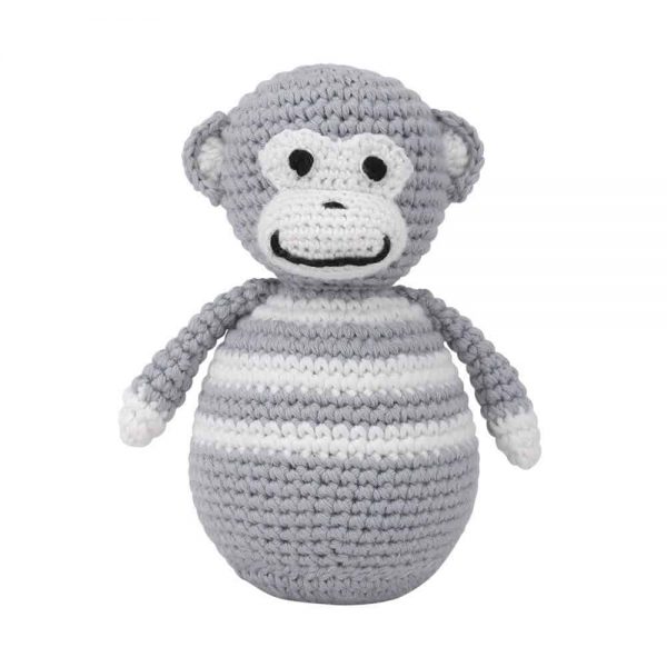 Stehaufmännchen für Babys (gehäkelt) Affe grau
