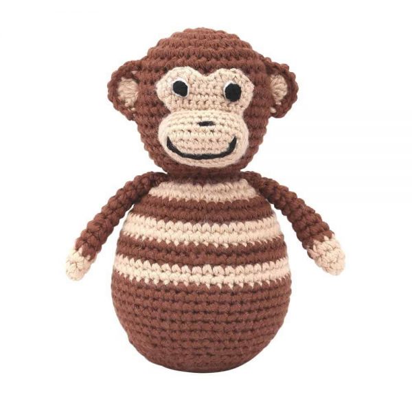 Stehaufmännchen Baby gehäkelt, Affe CHARLIE in braun, 12264