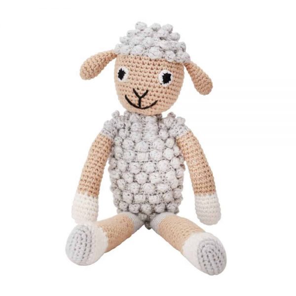 Gehäkeltes Kuscheltier Schaf DOLLY in Grau (mit menschlicher Anatomie)