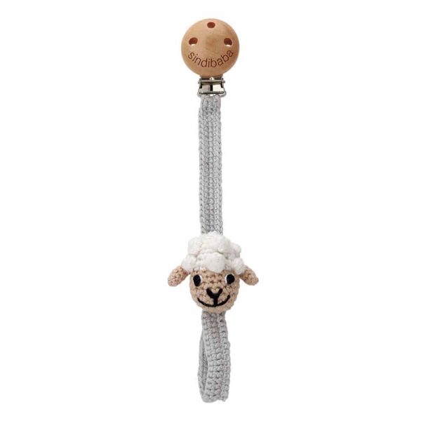 Gehäkelte Schnullerkette Schaf DOLLY in Weiß