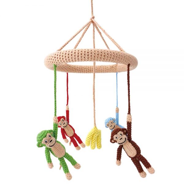 Gehäkeltes Baby-Mobile “AFFEN-ZIRKUS” zum Aufhängen