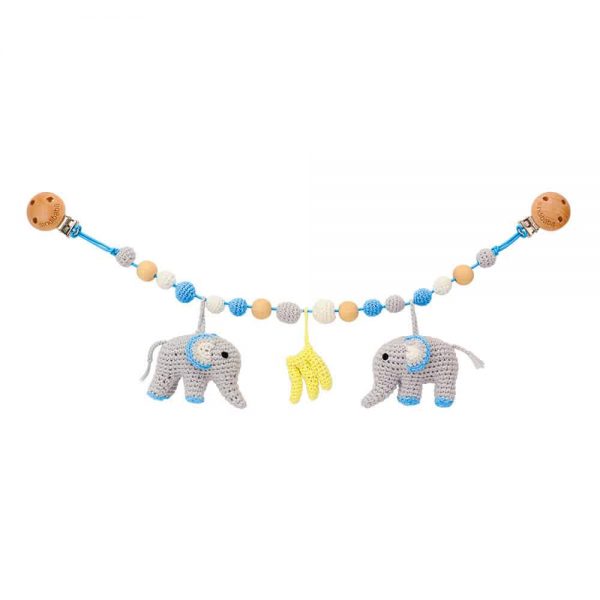 Gehäkelte Kinderwagenkette Elefant JUMBO blau - Sindibaba® 12325