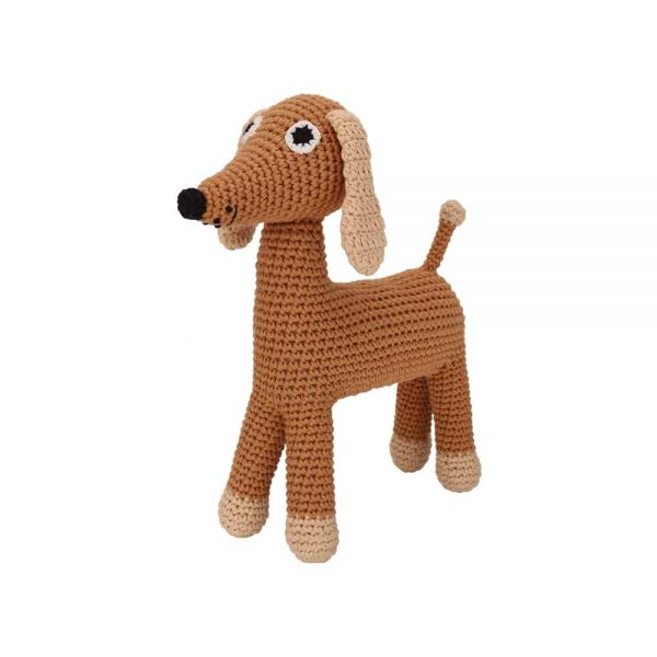 Gehäkelter Schnullerhalter mit Hund LUCKY (grau)
