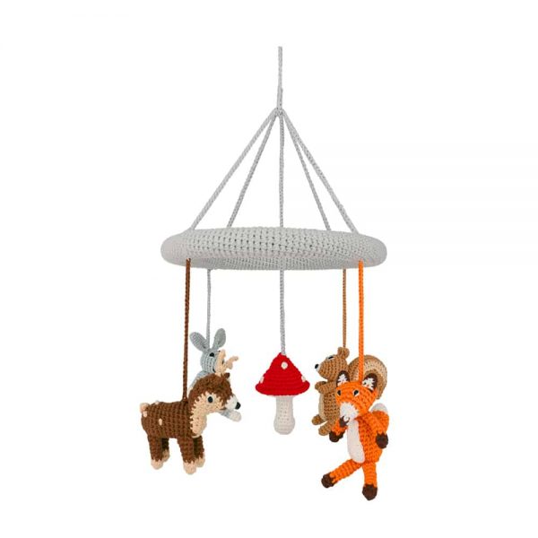 Gehäkeltes Baby-Mobile “WALDTIERE” zum Aufhängen