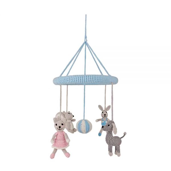 Gehäkeltes Baby-Mobile “HAUSTIERE” zum Aufhängen