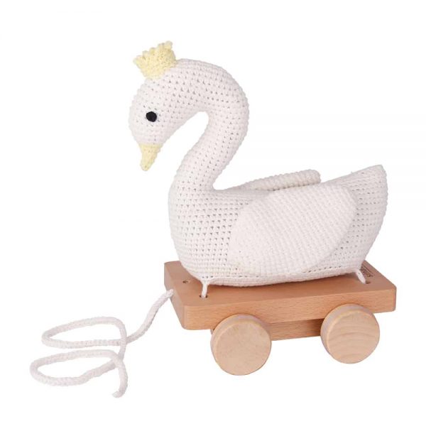 Gehäkeltes Nachziehtier Schwan BIANCA in Weiss