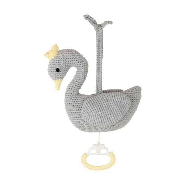 Häkel-Spieluhr Schwan BIANCA (grau)
