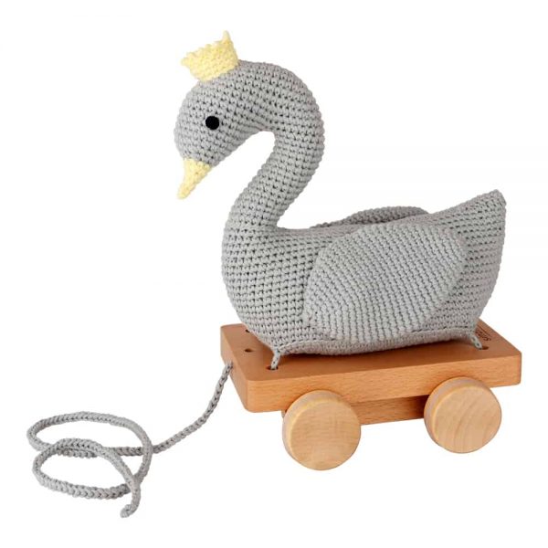 Gehäkeltes Nachziehtier Schwan BIANCA in Grau