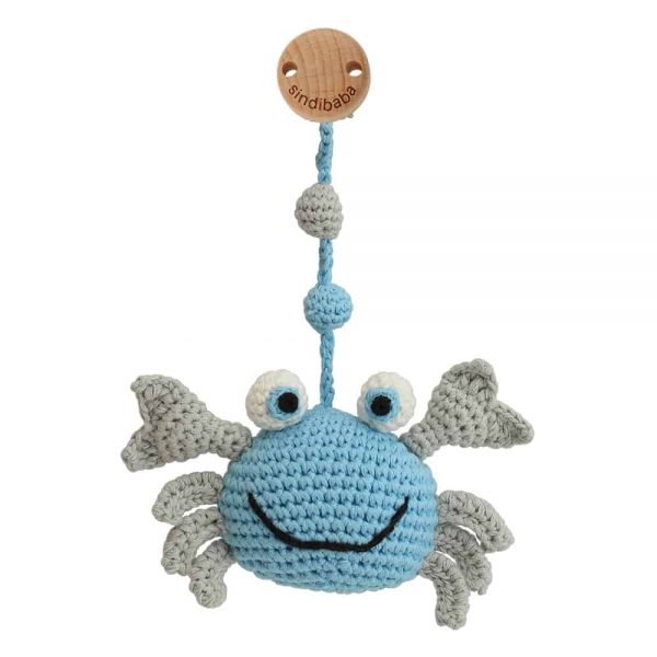 Kinderwagenanhänger gehäkelt Krabbe blau - Sindibaba (Art.-Nr.: 12433, GTIN: 4057586124336)