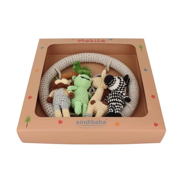 Baby Mobile Safari 2 - Nilpferd, Zebra, Giraffe, Löwe - in Geschenkbox