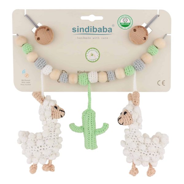 Gehäkelte Kinderwagenkette Lama LUKE (verpackt)