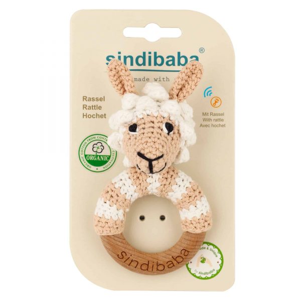 Gehäkelter Bio-Greifling Lama LUKE - verpackt