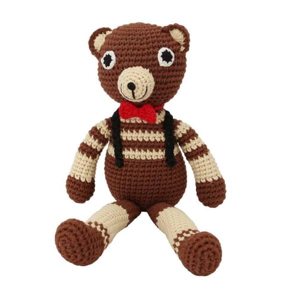 Gehäkeltes Bio-Kuscheltier Bär BEN in Braun