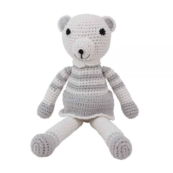 Bio Kuscheltier Bär gehäkelt in Weiss